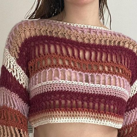 lauren x on Instagram: "a couple more pics of this jumper that i freehanded recently! I won’t be releasing a pattern for this one as there are so many mesh jumper patterns for tops like this out there! @by.belina & @keniksecrochet both have beautiful designs with patterns available so check them out :))

pattern: freehanded
yarn : various scrap yarns" Crochet Top Scrap Yarn, Mesh Jumper, Jumper Patterns, A Pattern, I Win, Instagram A, A Couple, Crochet Top, Beautiful Design