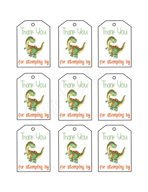 Thanks For Stopping By, Birthday Goody Bag Tags Free Printable, Dinosaur Gift Tags Free Printable, Dinosaur Party Labels Free Printable, Dinosaur Tags Free Printable, Dinosaur Thank You Tags, Dinosaur Name Tags Free Printable, Thank You For Coming Tags Printable Free, Dinosaur Valentine Cards