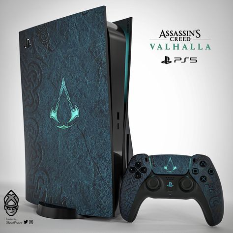 28 Xbox Series X and PS5 Skins That Are a Bit Much - Wow Gallery Ps5 Design, Xbox 5, Ps5 Skin, Ps5 Console, Play 5, Play 4, Playstation Consoles, Playstation Controller, Assassin's Creed Valhalla