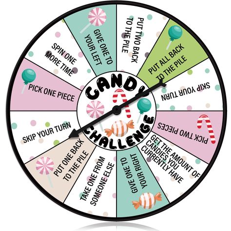 PRICES MAY VARY. Candy Challenge Game Spinner: the package contains a paper turntable with different candy challenge options printed on it, a spinner that needs to be installed on the turntable, and a game instruction sheet; Children can play the game by taking turns the pointer; See who can get ten candies in the end is the winner Convenient Size for Undeniable Fun: experience exhilarating fun with the candy challenge game spinner; Measuring about 10.24 inches in diameter, with a black spinner Candy Land Theme Party Games, Family Birthday Party Ideas, Spa Birthday Party Favors, Game Spinner, Preteen Birthday, Candyland Games, Girls Birthday Games, Spa Birthday Party, New Year's Eve Countdown