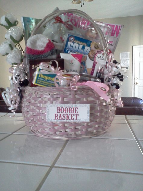 Recovery Gift Basket, Care Gift Basket Ideas, Mastectomy Party, Surgery Care Package, Surgery Recovery Gift, Mastectomy Recovery, Surgery Gift, Mommy Makeover, Recovery Gifts