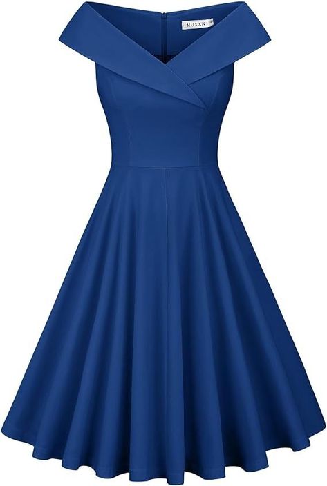 Vintage Fashion 1950s, Women's A Line Dresses, 1950s Retro, Fashion 1950s, Classy Fashion, Dresses Blue, Frock Design, 50s Fashion, Engagement Photo