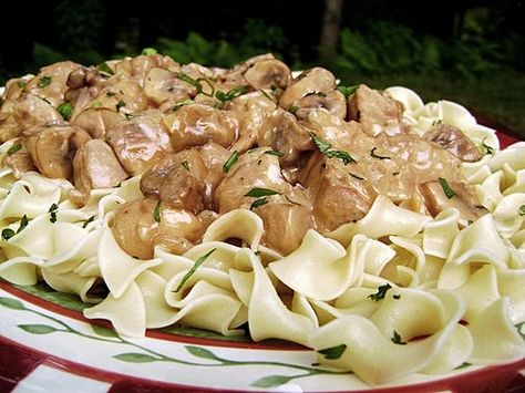 Skillet Pork Tenderloin Stroganoff  Made with Pork Loin. Tender and makes enough to feed a family of five. Thumbs up from everyone. Pork Stroganoff, Leftover Pork Tenderloin, Leftover Pork, Diner Recept, Crockpot Cooking, Tenderloin Recipes, Tasty Kitchen, Pork Tenderloin Recipes, Stuffed Pork Tenderloin