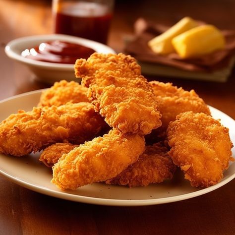 Kfc Chicken Tenders, Easy Breaded Chicken Tenders, Chicken Tenders Aesthetic, Best Breaded Chicken Tenders, Chicken Tender, Crispy Chicken Tenders No Buttermilk, Hand Breaded Chicken Tenders, Cane’s Chicken Tenders Recipe, Buttermilk Fried Chicken Tenders