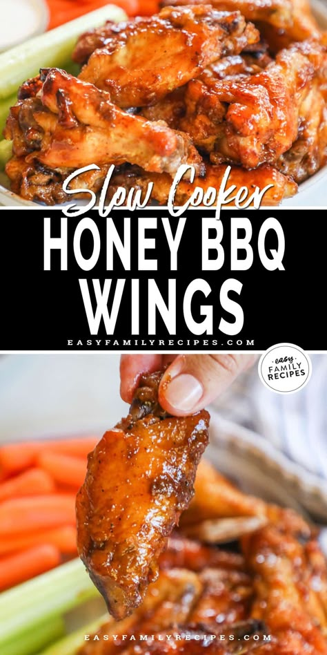 The Easiest Wings! Crockpot BBQ Chicken Wings Recipe Crockpot Wings Slow Cooker, Crockpot Wings Recipe, Crockpot Bbq Chicken Wings, Slow Cooker Wings, Crockpot Wings, Crockpot Chicken Wings, Wings Recipe Crockpot, Honey Bbq Wings Recipe, Saucy Wings