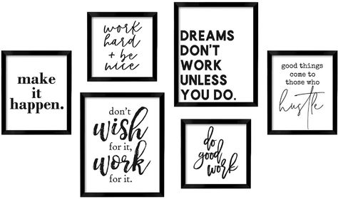 Gallery Frame Set, Inspirational Office, Gallery Wall Frame Set, Tabletop Picture Frames, Office Pictures, Inspirational Wall Decor, Photo Frame Design, Picture Frame Sets, Framed Quotes