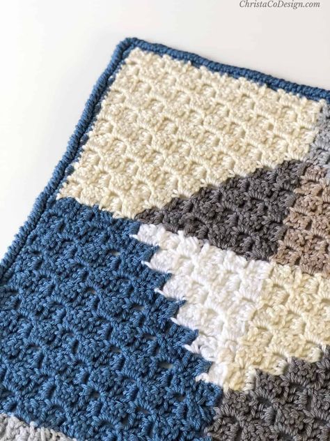 Modern Geometric Corner to Corner Baby Blanket Corner To Corner Baby Blanket Crochet, Geometric C2c Crochet Blanket, C2c Scrap Blanket, C2c Plaid Crochet Blanket, Modern Crochet Baby Blanket, C2c Scrap Afghan, Corner To Corner Baby Blanket, Corner To Corner Crochat Baby Blanket, Wave Blanket