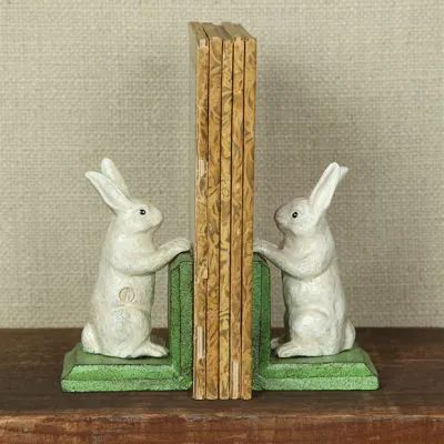 Bunny Book, White Bunnies, Decorative Bookends, Weathered White, Book Ends, Creative Co Op, Design Toscano, Antique Farmhouse, My New Room