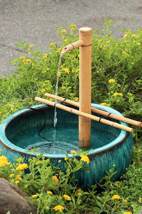 Bamboo Accents 18-in. Adjustable Spout and Pump Fountain Kit : Outdoor Fountain Accessories : Patio, Lawn & Garden Feng Shui Water Fountain, Bamboo Water Fountain, Diy Solar Fountain, Bamboo Fountain, Indoor Water Fountains, Diy Fountain, Japanese Garden Design, Bamboo Garden, Water Fountains Outdoor