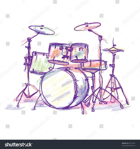 colorful drum drawing Drum Drawing, Drum Lessons For Kids, Drum Tattoo, Drums Art, How To Play Drums, Drawing Exercises, Music Themed, Drawing Practice, Drum Set