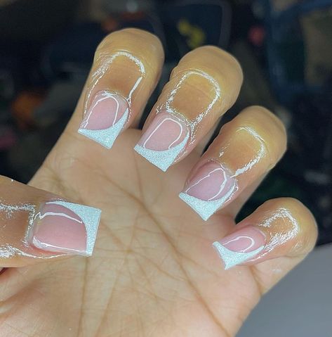 Half French Tip Nails, Cute Short Square Nails, Nail Journey, Short Square Nails, French Tip Nails, Short Acrylic Nails, Square Nails, From Instagram, Short Nails