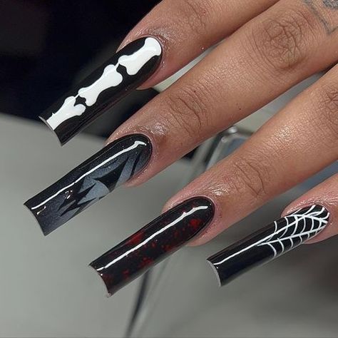 Nails By Keiry 💅🏼✨ (@kxo.beauty) • Instagram photos and videos Bone Nails, Spiderweb Nails, Halloween Acrylic, Halloween Acrylic Nails, Spooky Szn, Nail Tech, Spider Web, Bronx, Cute Nails