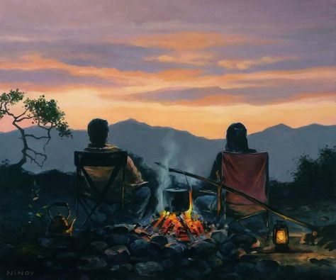 Camping Drawing, Couple Camping, Ballpoint Pen Art, Outdoor Lover, Paintings I Love, Couple Cartoon, Portrait Illustration, Couple Art, Pictures To Draw