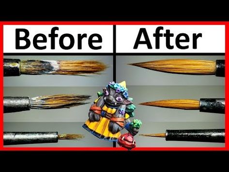 How to Clean and Recondition your Paint Brushes. Paintbrush Restoration for Acrylic Paint. - YouTube How To Clean Old Paint Brushes, Oil Painting Basics, Cleaning Paint Brushes, Sable Hair, Natural Hair Brush, Paint Charts, Pink Soap, Warhammer Paint, Miniature Models