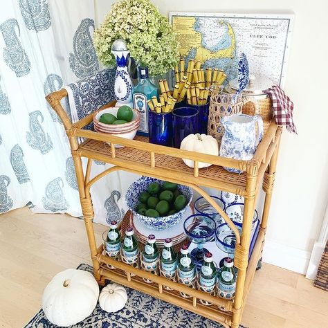 Emilie (@shellandchinoiserie) • Instagram photos and videos Bar Tray Styling, Dog Bedroom Ideas, Bar Cart Inspo, Gold Bar Cart Styling, Cheers Friends, Nautical Bar, Dog Bedroom, Red Dining Room, College House