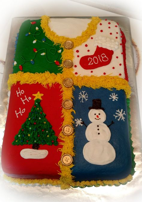 Ugly Sweater Cake Ideas, Christmas Sweater Cake, Ugly Christmas Sweater Cake, Ugly Sweater Cake, Cakes 2023, Sweater Cake, Tacky Christmas Party, Xmas Cakes, Sorority Ideas