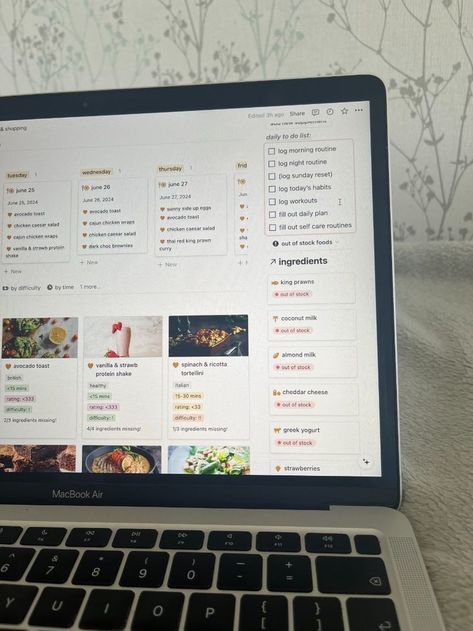 notion meal planner Notion Meal Planner, Toast Egg, Grocery Planner, Recipe Card Boxes, Weekly Meal Planner Template, Egg Food, Avocado Toast Egg, Meal Planner Template, Food Hub