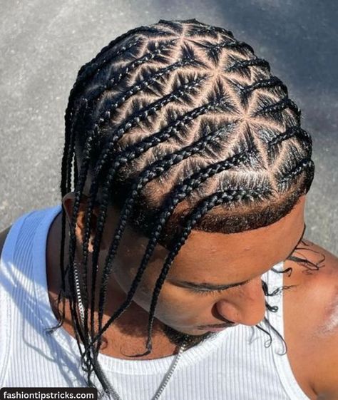 Male Individual Braids, Unique Braids For Men, West Coast Braids Men, Spider Braids Men, Braids Boys Hairstyles, Braids To The Side Men, Man Braids Black Men, Men’s Braid Hairstyles, Mens Cornrow Hairstyles