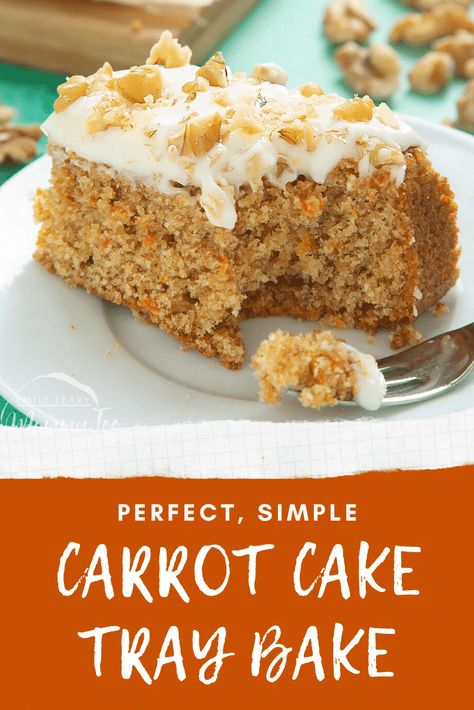 Homemade Carrot Cake Recipe, Cake Recipes Uk, Cake Sponge, Carrot Cake Recipe Easy, Homemade Carrot Cake, Easy Carrot Cake, Tray Bake Recipes, Tray Bake, Cake Tray