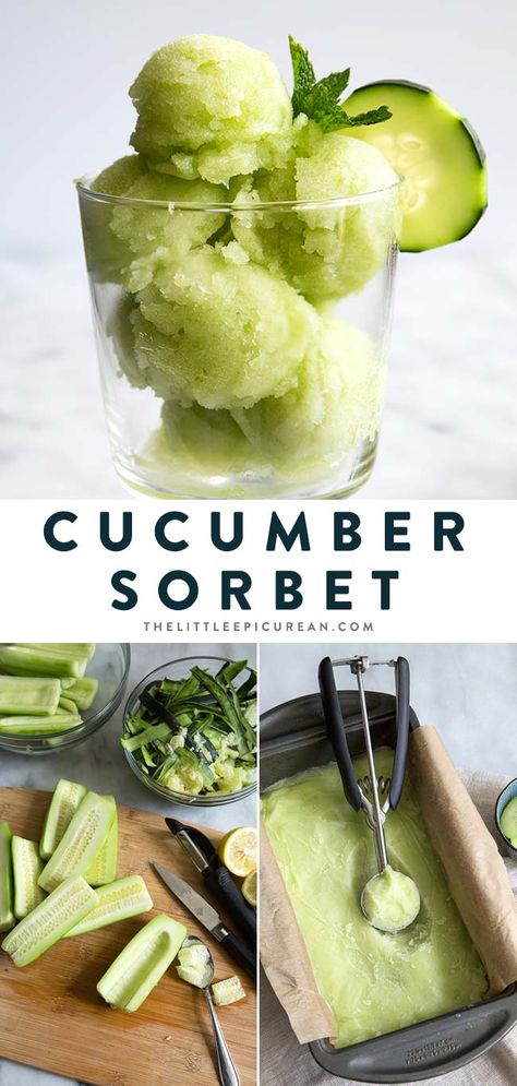 Cucumber Sorbet, Blueberry Sorbet, Fruit Sorbet, Orange Sorbet, Sorbet Recipes, Cucumber Recipes, Food Shows, Food Magazine, Homemade Ice Cream