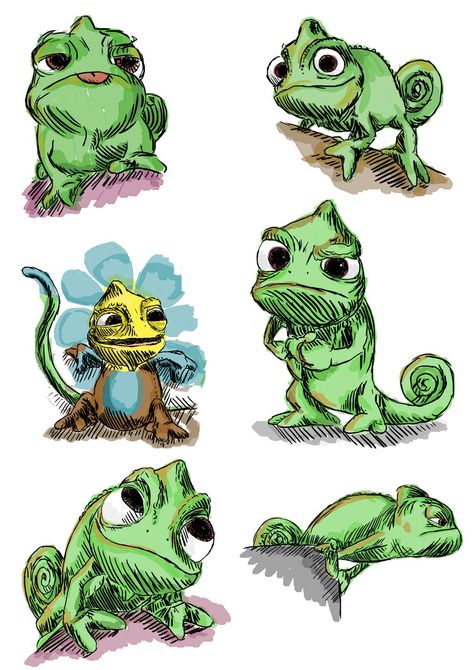 Rapunzel Chameleon Drawing, Tangled Tattoo Pascal, Tangled Pascal Drawing, Pascal Tangled Drawing, Pascal Tattoo, Pascal Drawing, Comic Strip Ideas, Pascal Tangled, Easy Steps To Draw