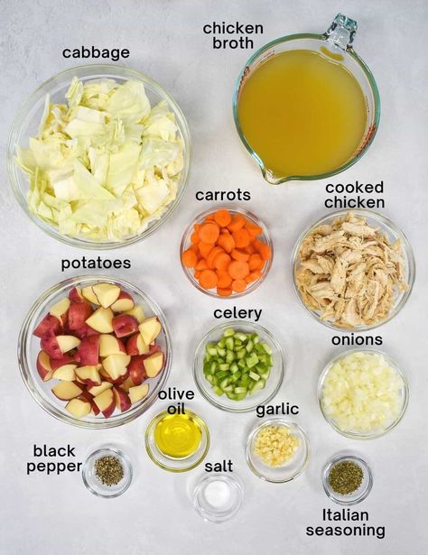 Chicken And Cabbage Soup Recipes, Soups With Chicken Broth, Chicken Soup With Cabbage, Potato Cabbage Soup, Chicken Cabbage Soup, Cabbage And Potato Soup, Cabbage Soup Crockpot, Cabbage Potato Soup, Easy Cabbage Soup