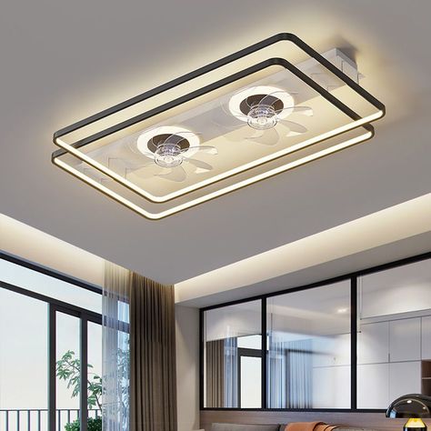 Modern Flush Mount Ceiling Fan With Lights Remote Control For Living Room Room Lighting Design, Living Room Lighting Design, Decorative Ceiling Lights, Bladeless Ceiling Fan, Ceiling Lamp Design, Nordic Lamp, Modern Ceiling Lamps, Kitchen Ceiling, Flush Mount Ceiling Fan