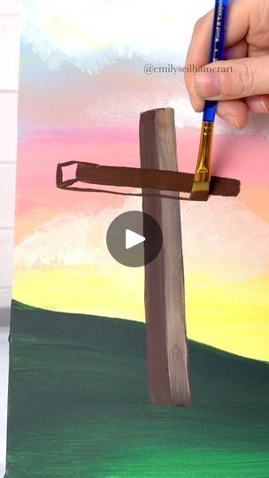 592K views · 5.1K reactions | [clip] How to paint a cross for Easter weekend! 🎨🌼#easypainting #cross #tutorials #beginnerfriendly | Emily Seilhamer Art | Emily Seilhamer Art · Original audio How To Paint A Cross On Canvas, Cross Acrylic Painting, Interesting Recipes, Art Camp, Religious Painting, Cross Art, Easy Cross, Acrylic Painting For Beginners, Easter Weekend