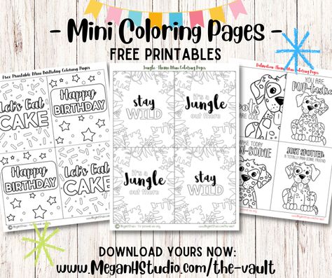 Mini Coloring Pages, Printable Lunch Notes, Jungle Themed Party, Mini Coloring Book, Jungle Party Favors, Color By Number Printable, Lunch Notes, Printable Notes, Bible Coloring Pages