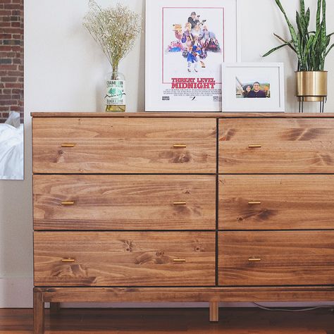 Jessie Ruane on Instagram: “Finally getting around to posting my #ikeahack dresser! This is the Tarva dresser from @ikeausa , stained Special Walnut from @minwaxus .…” Tarva Ikea, Dresser Ikea, Ikea Dresser Makeover, Tarva Dresser, Ikea Tarva Dresser, Ikea Tarva, Clover Field, Ikea Dresser, Ikea Ivar