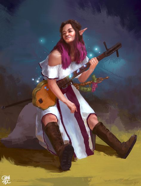 ArtStation - Eladrin Bard Half Elf Bard Female, Elf Bard Female, Pathfinder Bard, Bard Character Art, Female Bard, Half Elf Bard, Dnd Bard, Dnd Elves, Half Elf