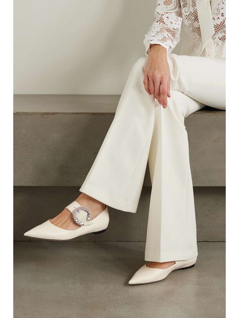 Jimmy Choo Flats, Bridal Flats, Pointed Flats, Ballerina Shoes, Pointed Toe Flats, Jimmy Choo Shoes, White Flats, Ballet Flat Shoes, Day And Night