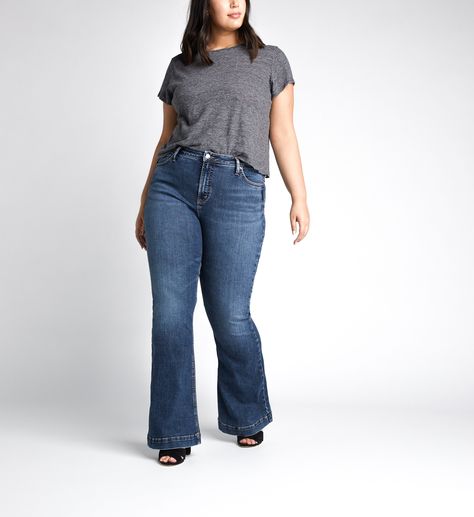 High Note High Rise Flare Jeans Plus Size, Indigo Plus Sized Flared Jeans Outfit, Flare Jeans Plus Size Outfit, Plus Size Flare Jeans Outfits, Flared Jeans Plus Size, Flare Jeans Plus Size, Flare Jeans Outfit, Women's Plus Size Jeans, High Rise Flare Jeans, Low Rise Flare Jeans