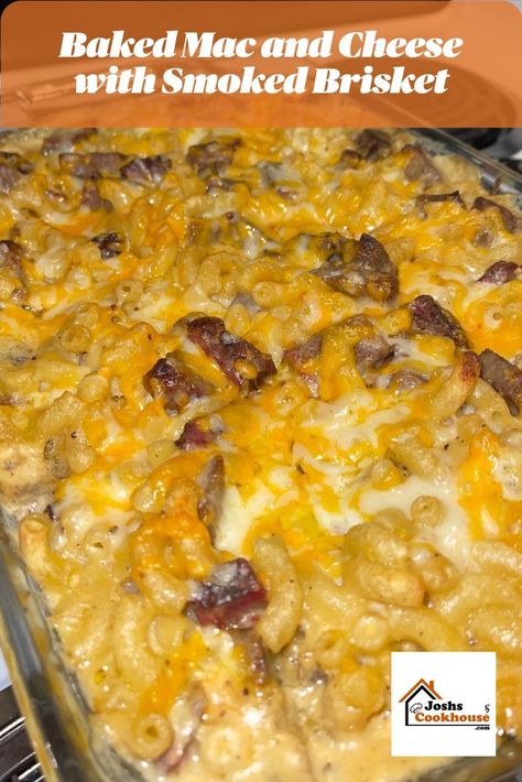 Smoker Mac And Cheese, Brisket Mac And Cheese, Beef Mac And Cheese, Baked Brisket, Smoked Mac And Cheese, Easy Mac N Cheese, Baked Mac And Cheese Recipe, Bbq Brisket, Smoked Meat Recipes