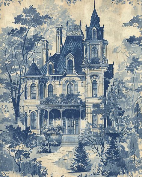 #BlueToile #VintageManorHouse #Early1900s #CreamBackground #VintageAesthetic #Classic #4:5AspectRatio #TheCandie Blue Cream Aesthetic, Blue And Cream Aesthetic, Blue Victorian Aesthetic, Vintage Blue Aesthetic, Early 1900s Aesthetic, Toile Illustration, Blue Vintage Aesthetic, Vintage Blue Background, Japanese Zen Art