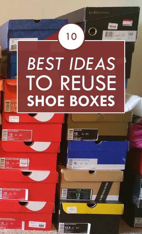 10 Best Ideas to Reuse Shoe Boxes Reuse Shoe Boxes, Shoe Box Diy, Upcycle Shoes, Shoe Box Organizer, Shoe Box Crafts, Recycled Shoes, Cardboard Organizer, Shoe Box Storage, Shoe Organization