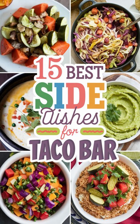 🍹🌮 Make your taco bar stand out with these delicious side dish choices! 🥑🌶️ #tacolover #sidedishinspo #yum Taco Bar Side Dishes Appetizers, Taco Dinner Sides Dishes, Street Taco Sides, Taco Side Dishes Simple, Taco Sides Parties Food, Side Dishes For Tacos Parties, What Goes With Tacos As A Side, Taco Dinner Ideas Sides, Side Dishes With Tacos