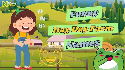 "A vibrant array of amusing and witty Hay Day farm names under the theme 'Hatch some Fun', perfect for gamers and farming enthusiasts." Hay Day Farm Name Ideas, Funny Farm Names, Farm Names, Farm Games, Catchy Names, Funny Farm, Hay Day, Funny Names, Talk Of The Town