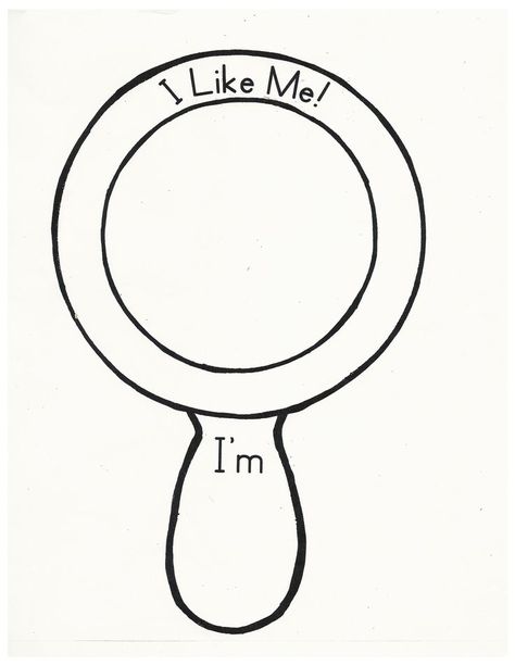 I Like Me Mirror Template Sketch Coloring Page Mirror Template, All About Me Preschool Theme, Me Preschool Theme, All About Me Crafts, Self Esteem Activities, All About Me Preschool, I Am Special, About Me Activities, School Social Work