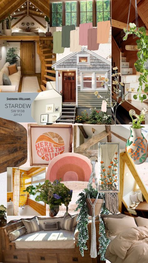 Tiny house aesthetic #tinyhouse #collage #aesthetic Tiny House Aesthetic, House Aesthetic, Tiny House, Table Decorations, Collage, Furniture, Pins, Home Decor, Home Décor