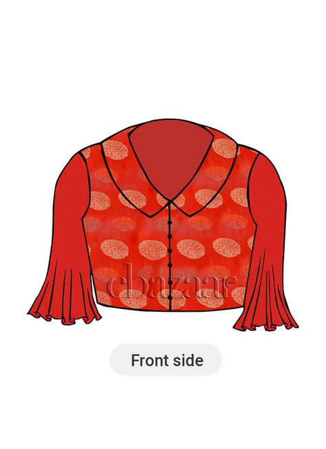 Red Collared Blouse With Three fourth Flared Sleeves Collared Blouse, Red Collar, Collar Blouse, Flared Sleeves, Blouse Designs, The Globe, Blouses, Red, Design