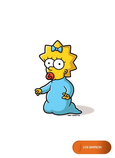 MAGGIE - THE SIMPSONS Simpsons Party, Simpson Wallpaper Iphone, Maggie Simpson, Simpsons Characters, Simpsons Art, Matt Groening, The Simpson, Homer Simpson, In Sign