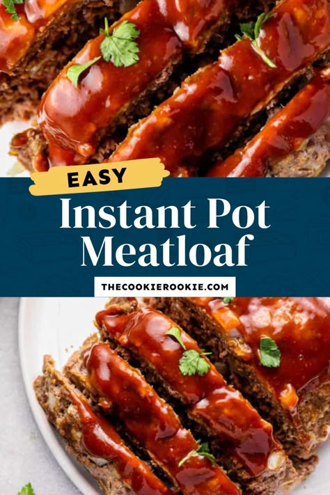 Cook up the most delicious and juicy meatloaf in less time using your Instant Pot. Made from scratch and glazed with a seasoned ketchup, this comfort food classic is ready to serve in less than an hour. This is a must make! This Instant Pot meatloaf recipe is ready in way less time compared to traditional oven baking, and it’s just as easy! Super juicy and tender, this homemade beef meatloaf is perfectly seasoned, and the ketchup glaze is a must! Pressure Cooker Meatloaf, Juicy Meatloaf, Instant Pot Meatloaf, Beef Recipe Instant Pot, Beef Meatloaf, How To Cook Meatloaf, Filling Dinner, Easy Meatloaf, Healthy Instant Pot Recipes