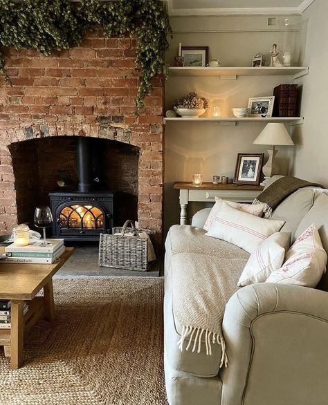 Log Burner Living Room, Sore Neck, Grandparents House, Luxury Cottage, Cottage Living Rooms, Cosy Living, Cosy Living Room, Cottage Interiors, Cottage Living