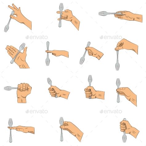 Hand Holding Spoon Drawing, Holding Fork Drawing Reference, Hand Holding Fork Drawing, Hand Holding Spoon Reference, Hand Holding Fork Reference, Holding Fork Reference, Hand Holding Fork, Fork Drawing, Hands Cooking