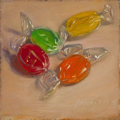 Still Life Landscape, Contemporary Still Life, Candy Drawing, Painting A Day, Candy Art, Food Painting, Arte Inspo, Daily Painting, Realism Art