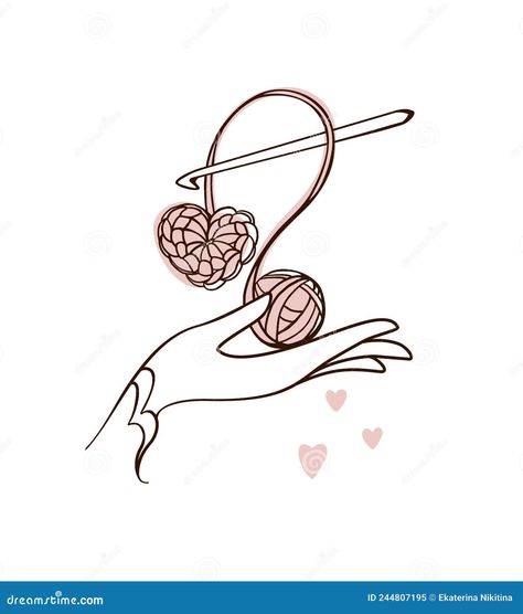 Crochet heart. Crochet my hobby. Logo. Vector illustration. Crochet Logo Design Free, Crochet Tattoo Ideas, Knitting Vector, Crochet Logo, Knitting Business, Crochet Tattoo, Crochet Cake, Pretty Logo, Heart Crochet