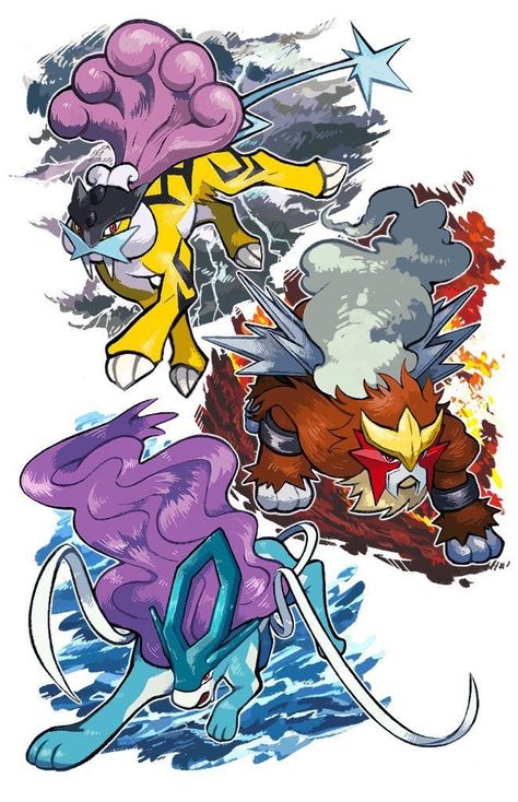 Raikou Pokemon, Pokemon Entei, Entei Pokemon, Pokemon Room, Gen 1 Pokemon, Mother Games, Pokemon Official, Pokemon Sketch, Pokemon Backgrounds