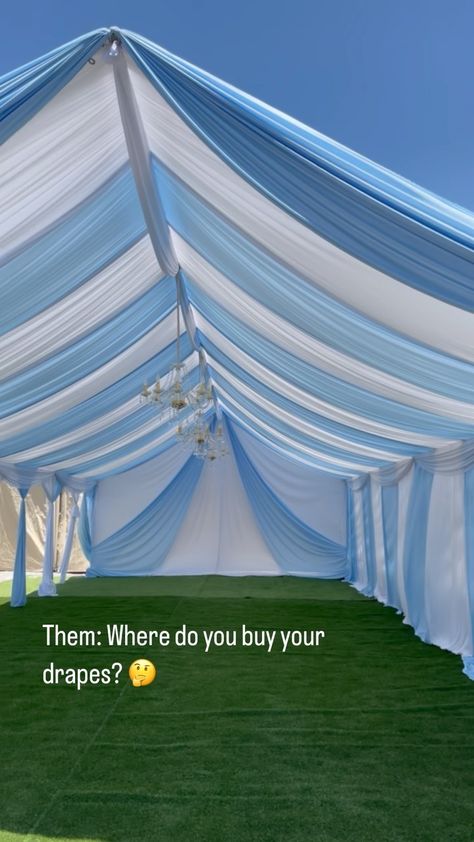 Wedding Tents Decor Draping, Party Design Ideas Decoration, Tent Draping Quince, Tent With Draping, Tulle Tent Draping, Clear Tent With Draping, Tent For Wedding, Party Tent Decorations, Tent Draping