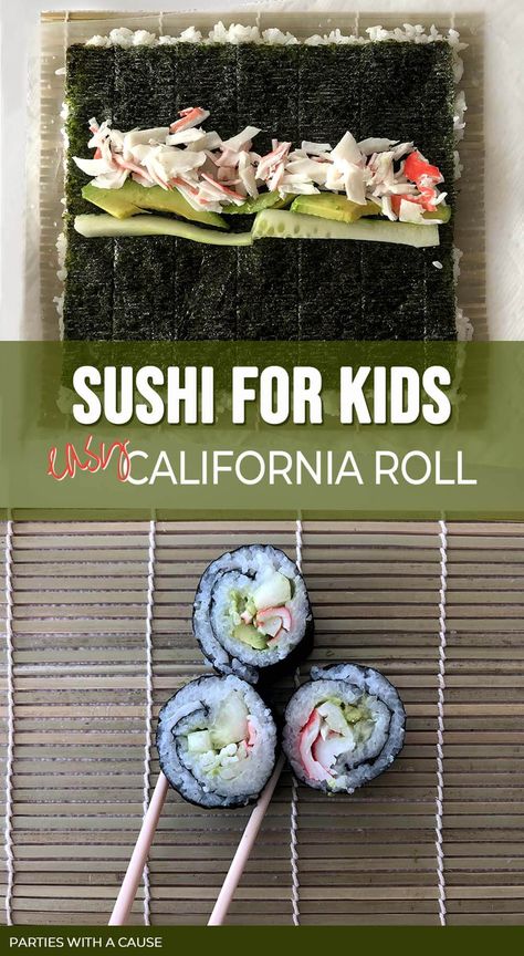 Kids Sushi Rolls, Kid Sushi, Cooked Sushi Rolls, Sushi For Kids, Japan For Kids, Blw Recipes, Sushi Ingredients, California Rolls, Sushi Lunch